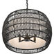 Everly 4 Light 19 inch Matte Black Pendant Ceiling Light in Natural Rattan